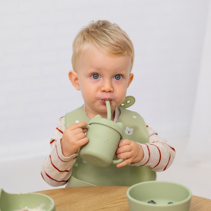 Immagine di Bicchiere in silicone con manico e cannuccia