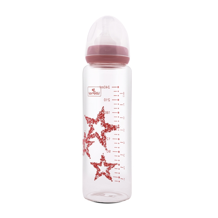 Picture of Glass Feeding Bottle with anti-colic nipple 240 ml.