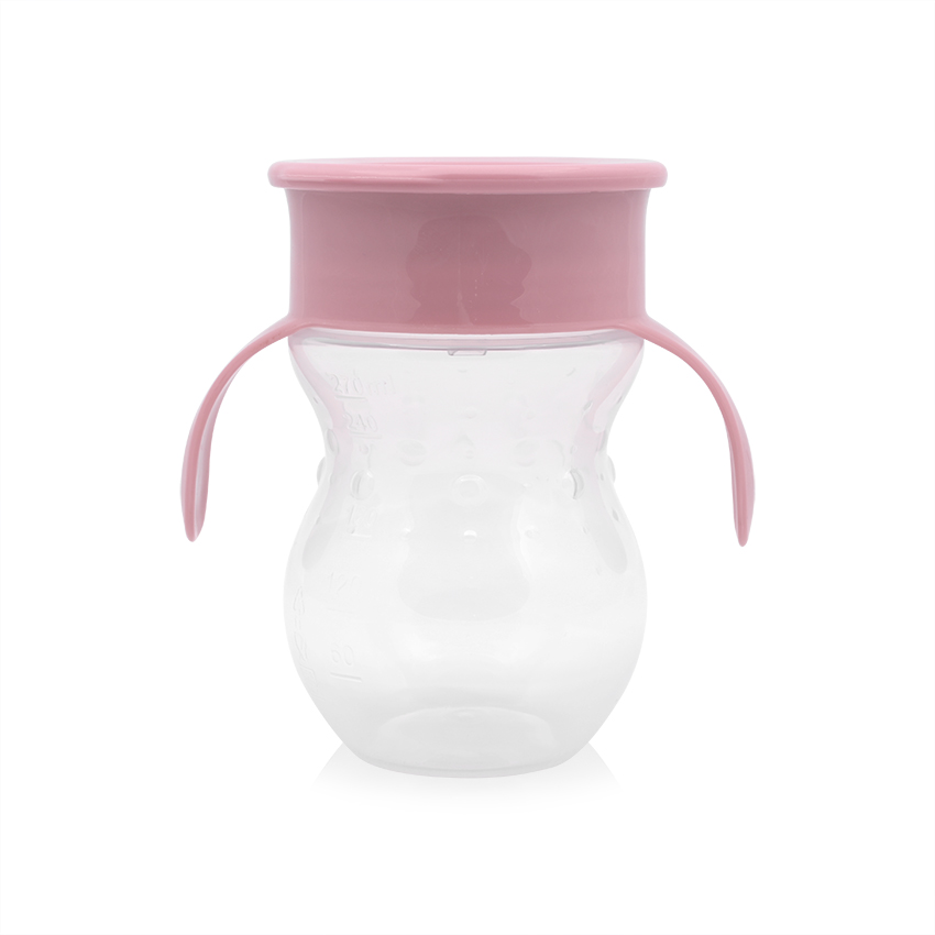 ЧАША НЕРАЗЛИВАЩА 360 ГРАДУСА РОЗОВА 270ml с дръжки